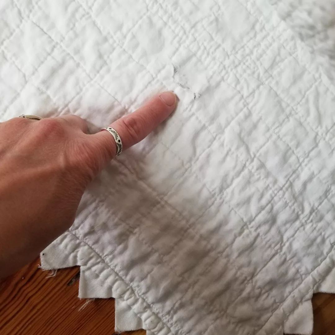 Pink Calico and White Quilt