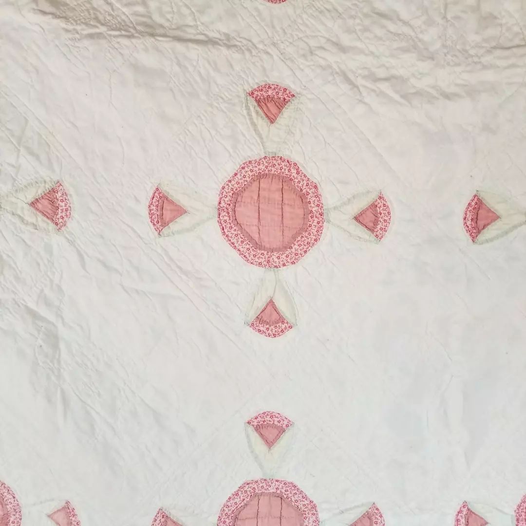 Pink Calico and White Quilt