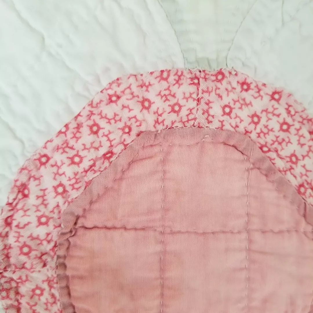 Pink Calico and White Quilt