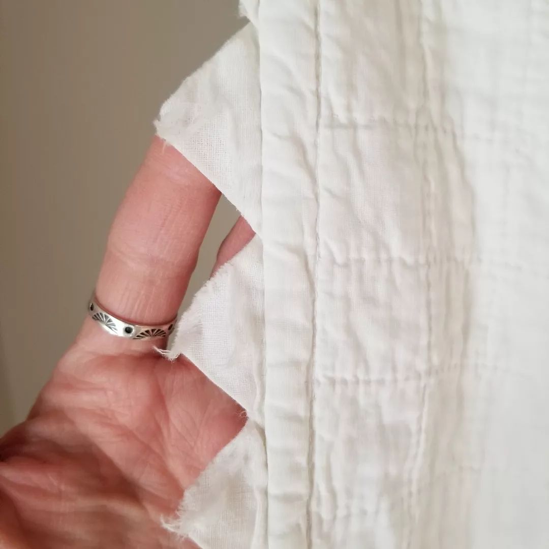 Pink Calico and White Quilt