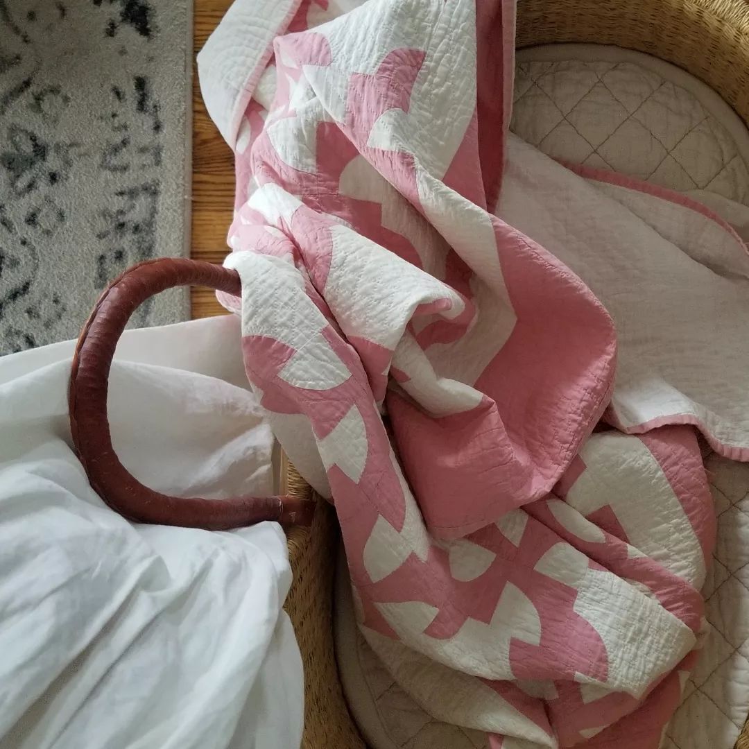Pink Drunkard's Path Quilt