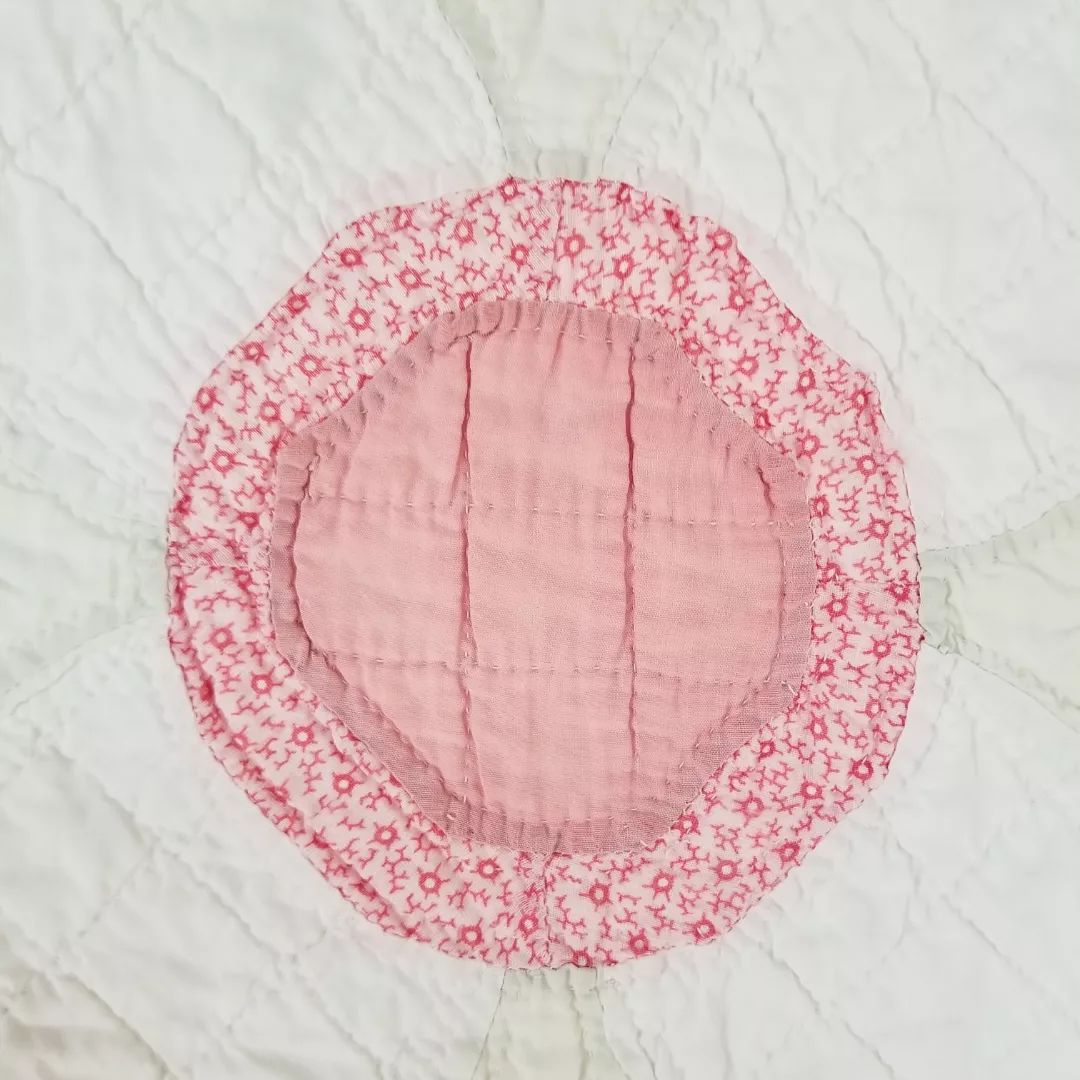 Pink Calico and White Quilt