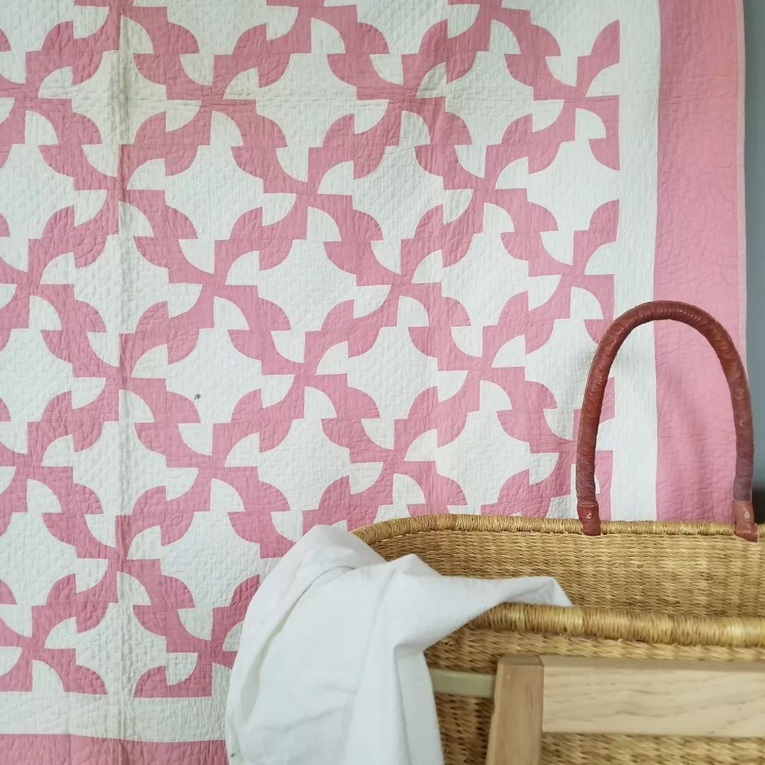 Pink Drunkard's Path Quilt