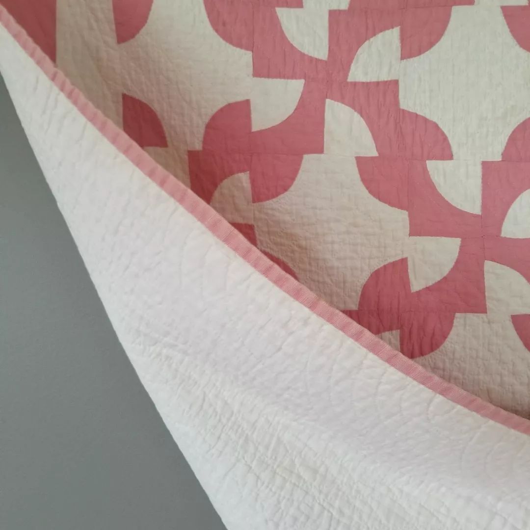 Pink Drunkard's Path Quilt