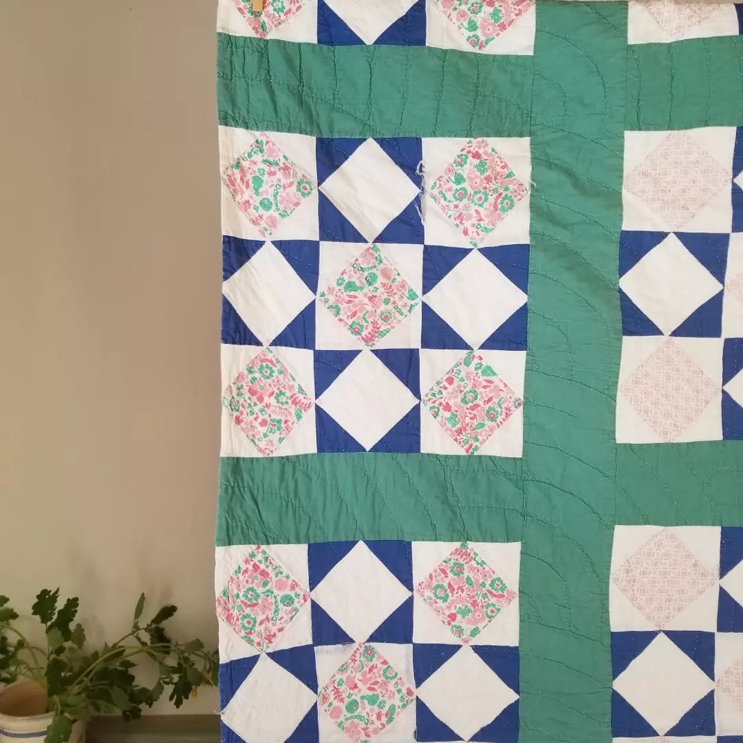 Mid 20th Century Teal Quilt