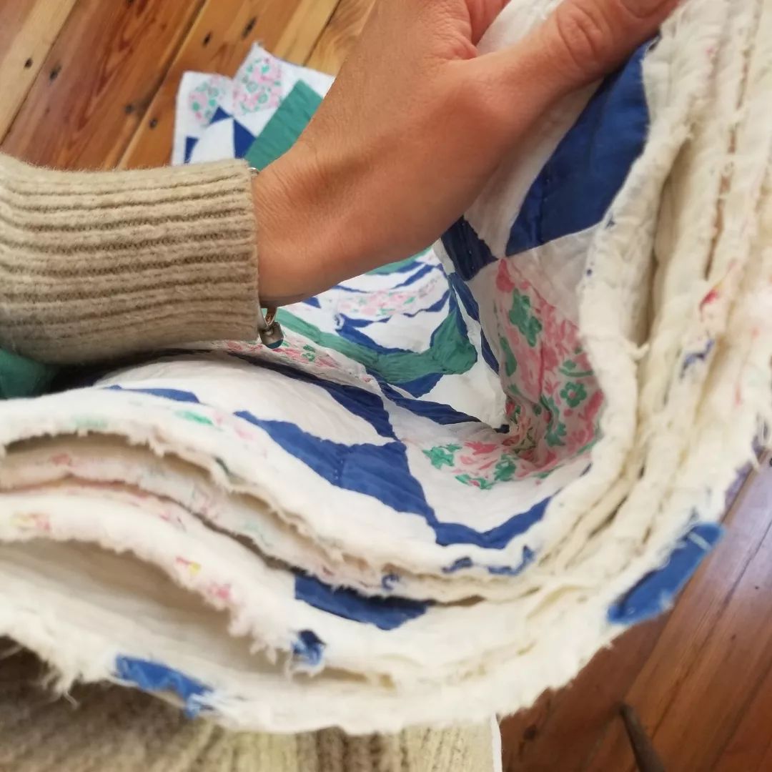 Mid 20th Century Teal Quilt