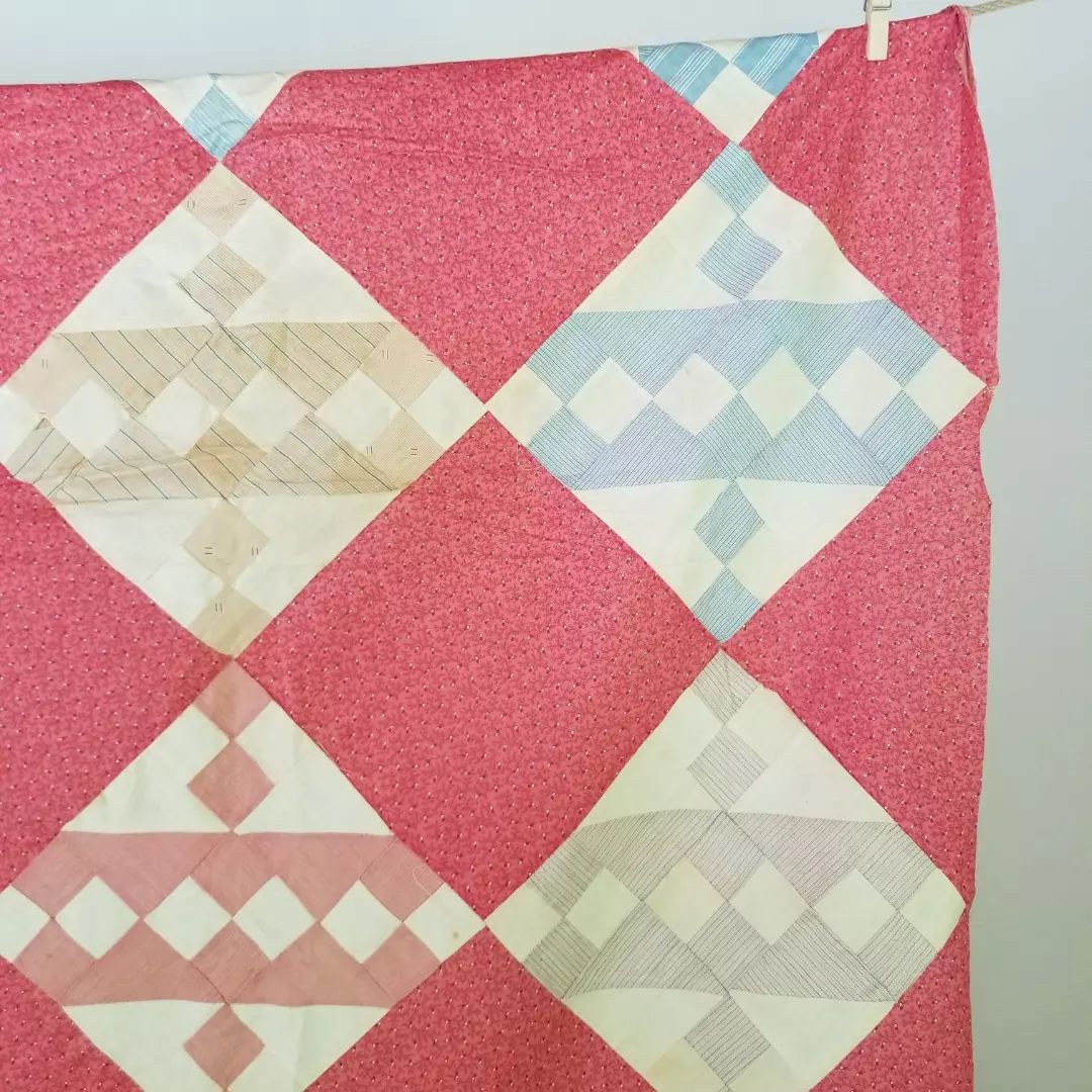 Double Pink Calico and Shirting Quilt TOP
