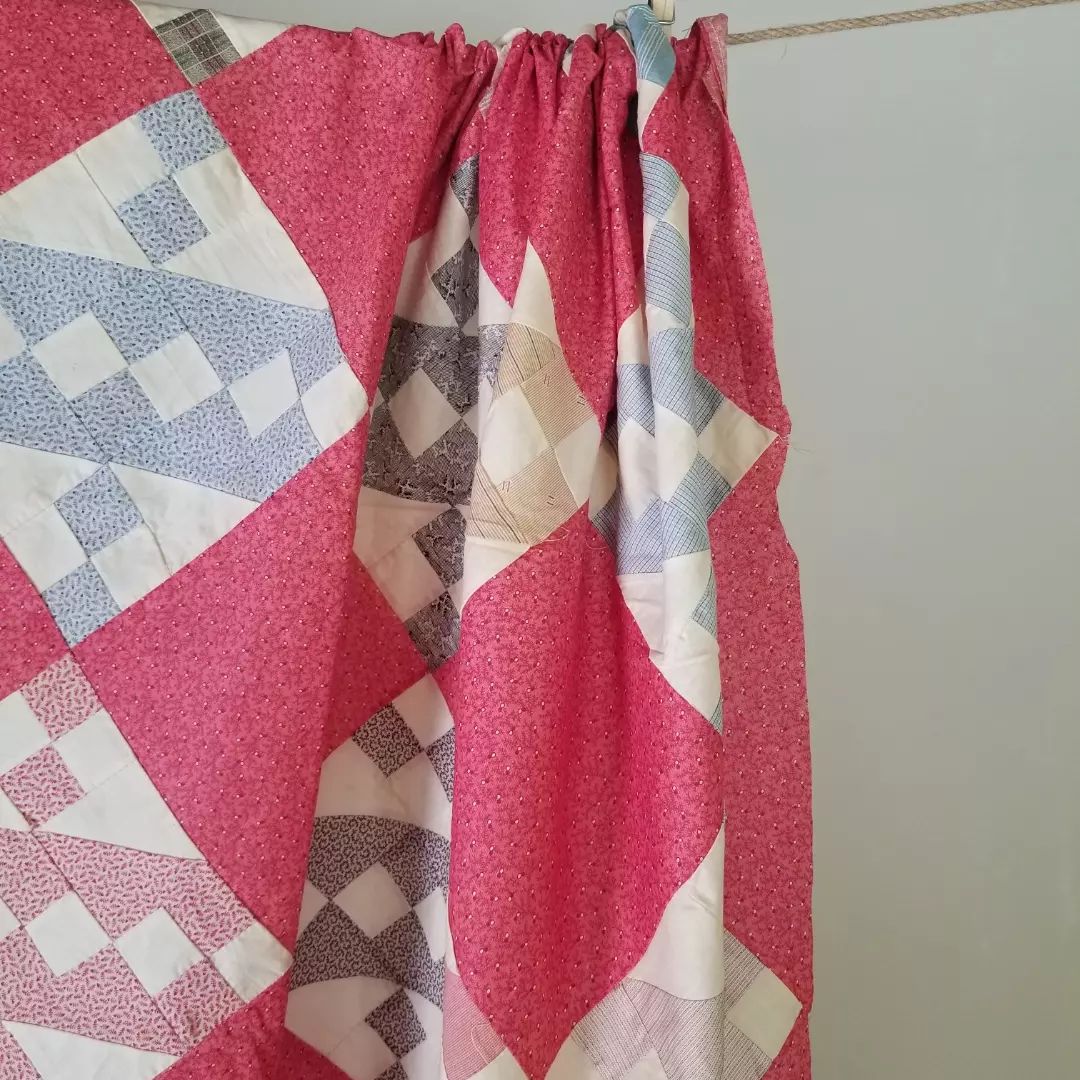 Double Pink Calico and Shirting Quilt TOP