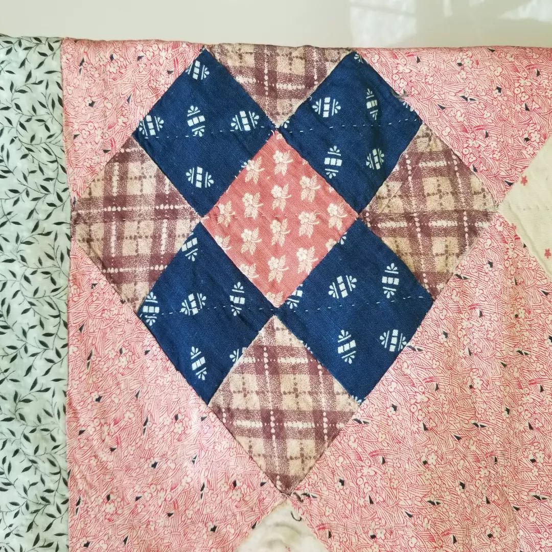 9 Patch Pink Quilt with Floral Back