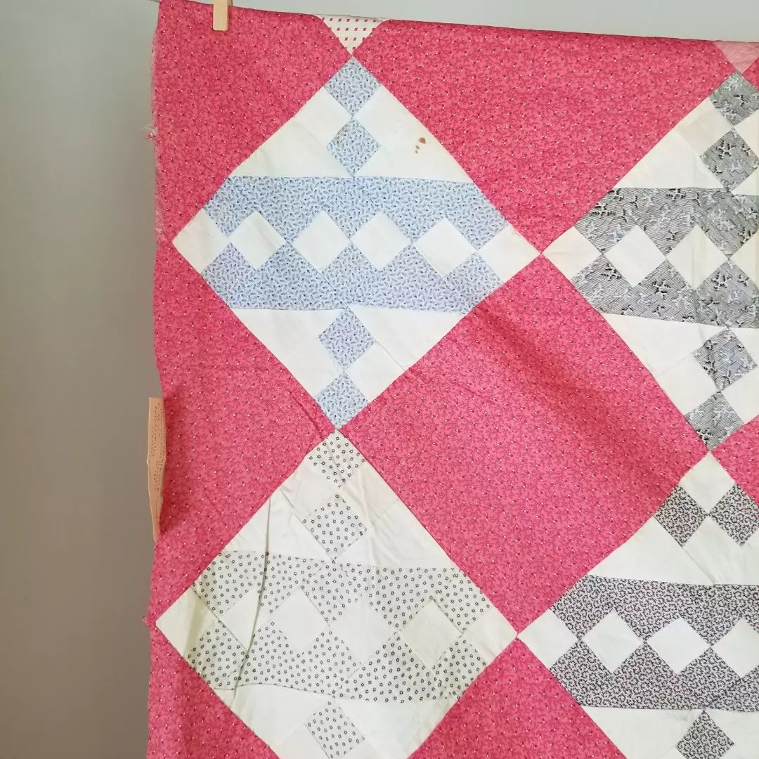 Double Pink Calico and Shirting Quilt TOP