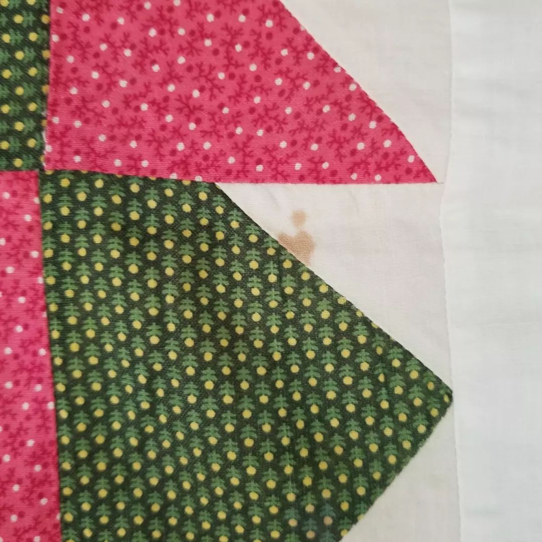 Double Pink and Green Calico Quilt TOP