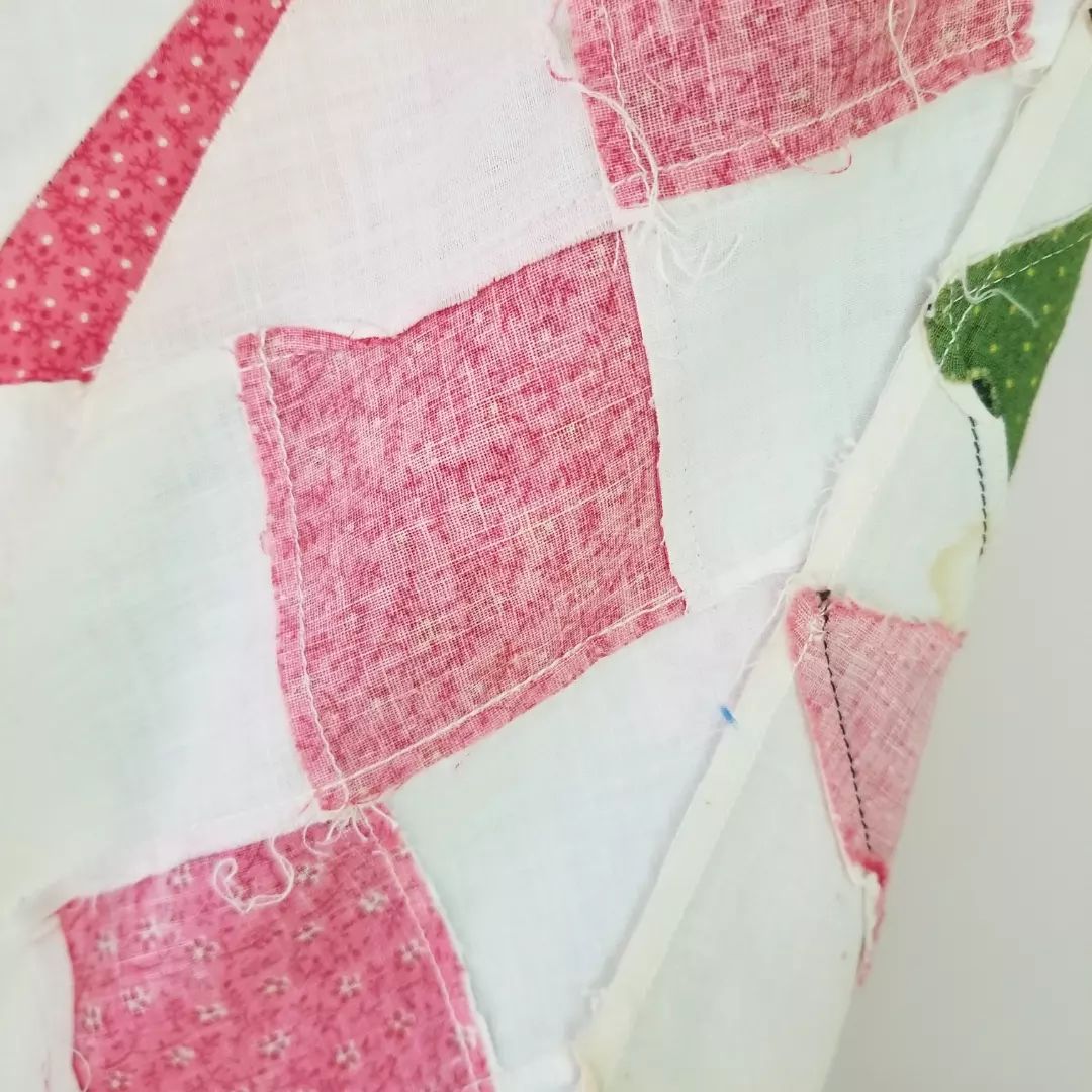 Double Pink and Green Calico Quilt TOP