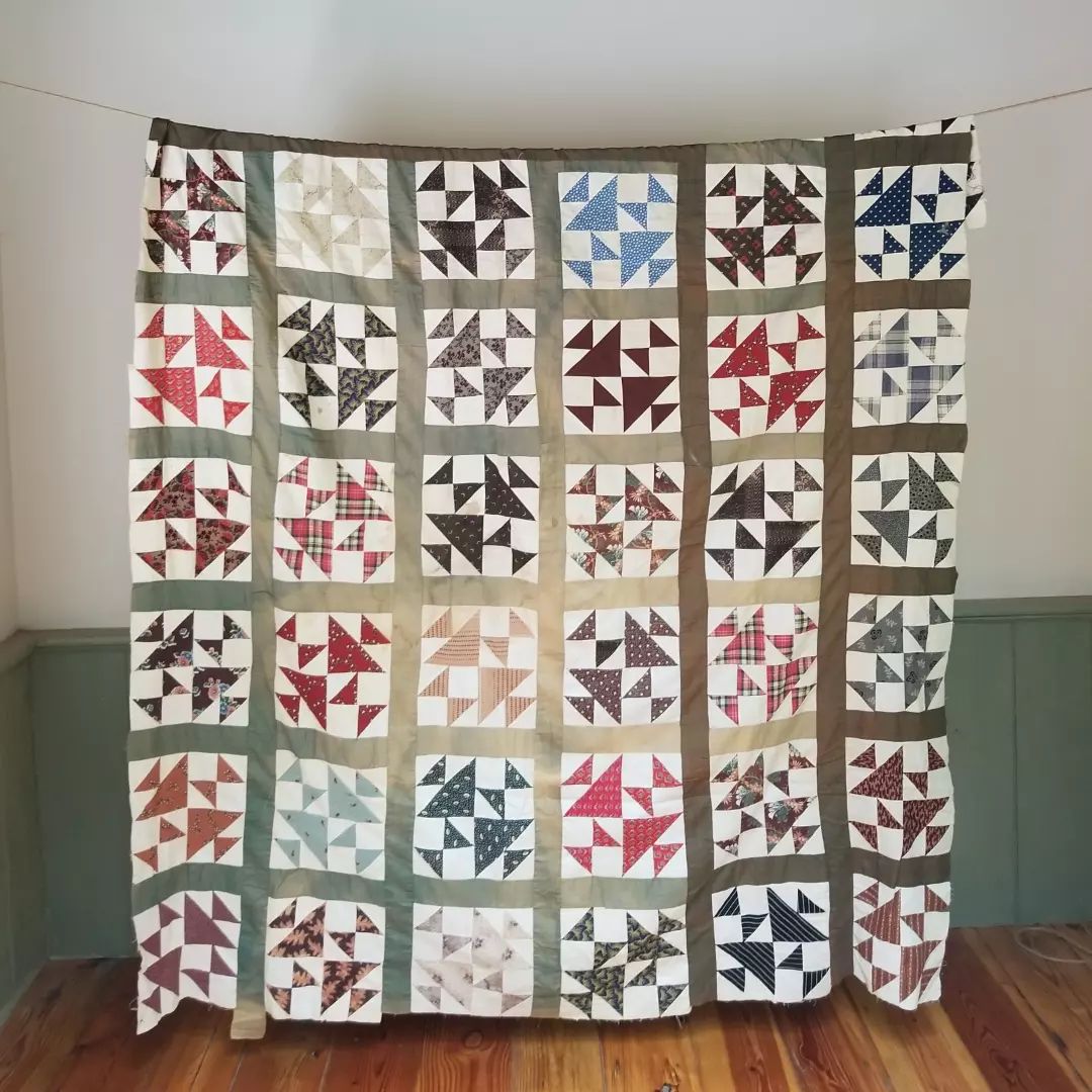 Faded Green Double X Quilt TOP