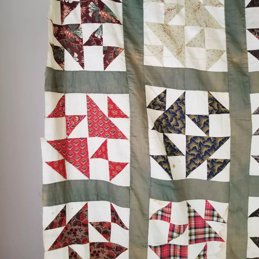 Faded Green Double X Quilt TOP