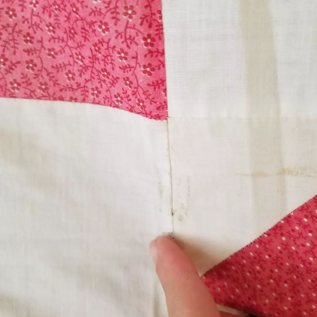 Double Pink and Green Calico Quilt TOP