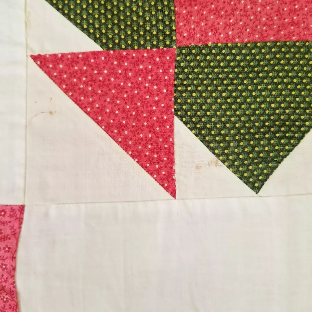 Double Pink and Green Calico Quilt TOP