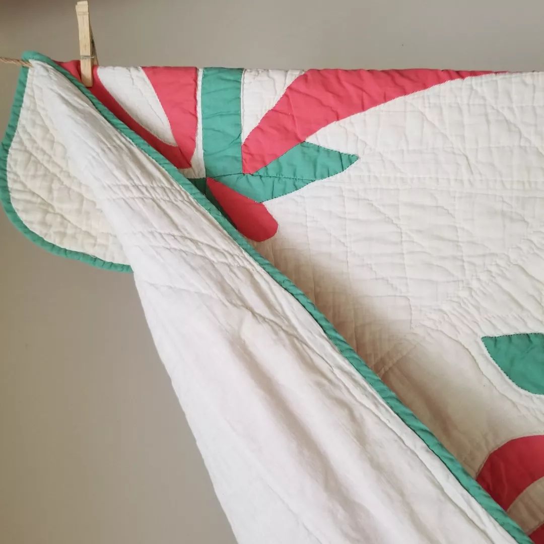 Pink and Green Applique Quilt