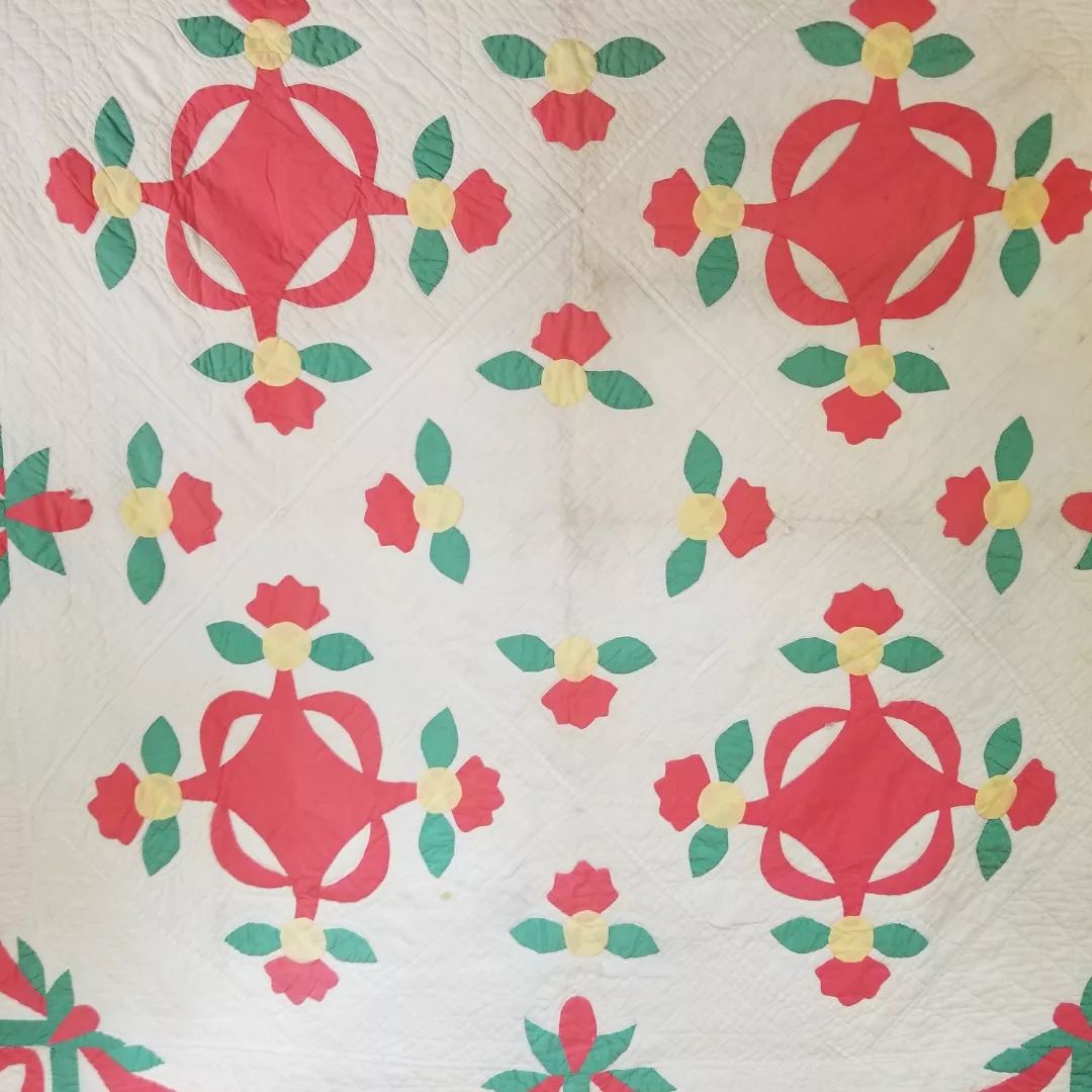 Pink and Green Applique Quilt