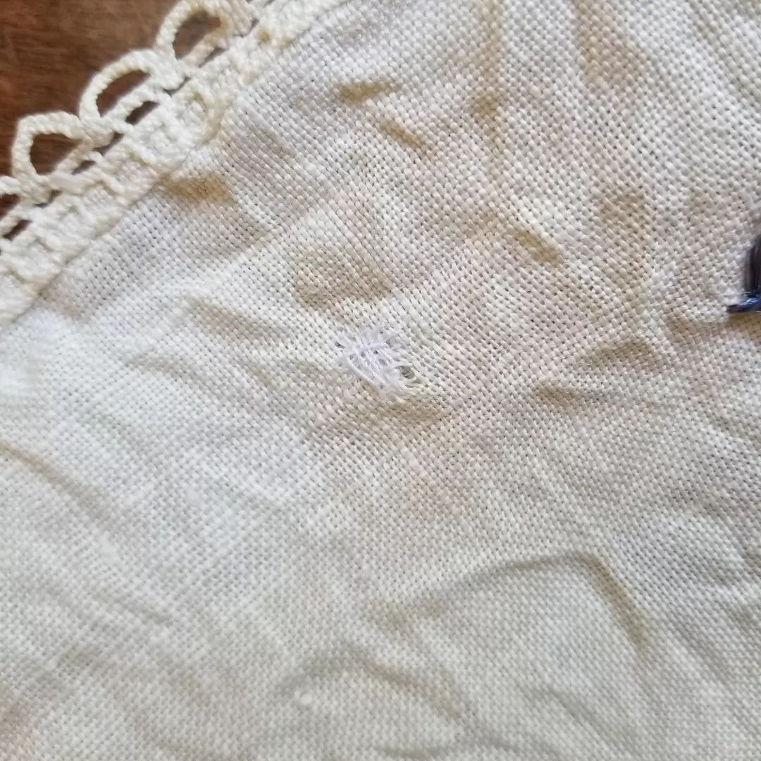 Blue and White, Embroidered Linen Cloth