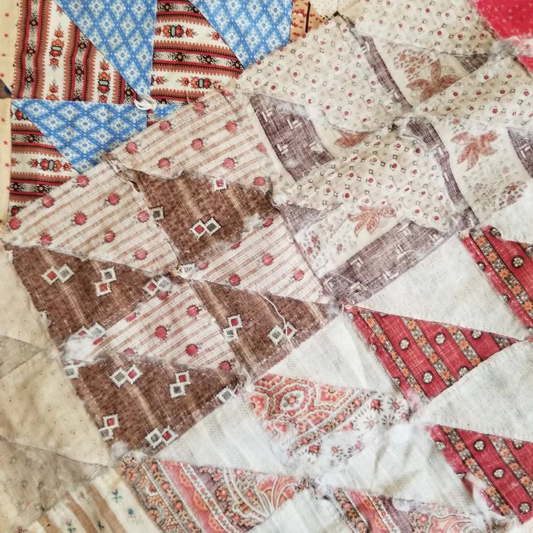 19th Century Half Triangle Quilt Top