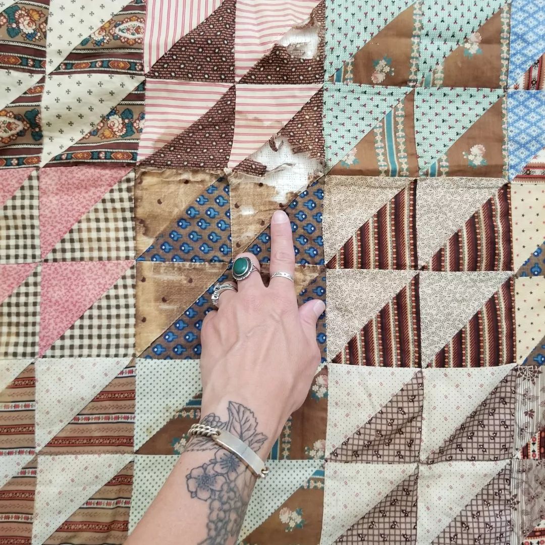 19th Century Half Triangle Quilt Top