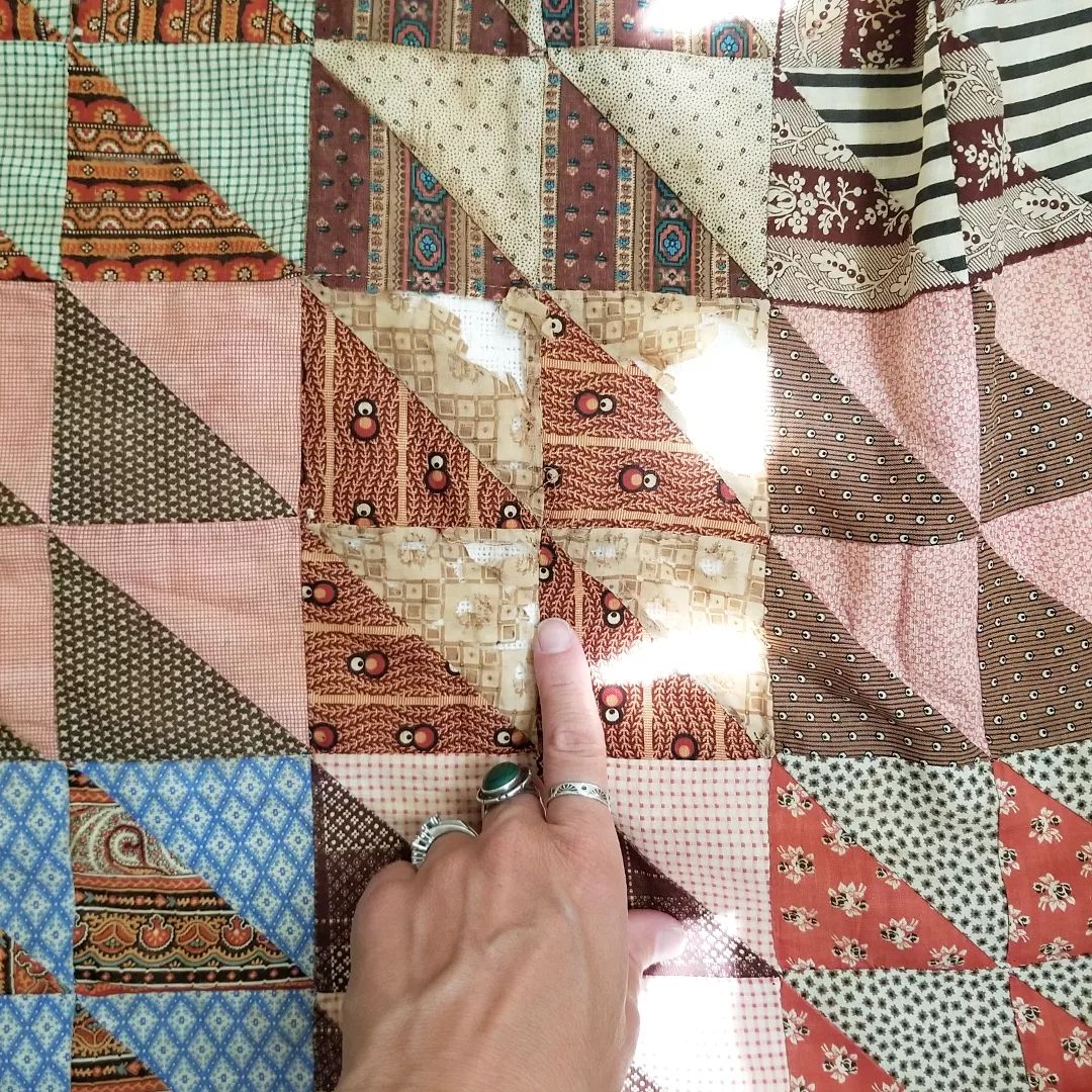 19th Century Half Triangle Quilt Top