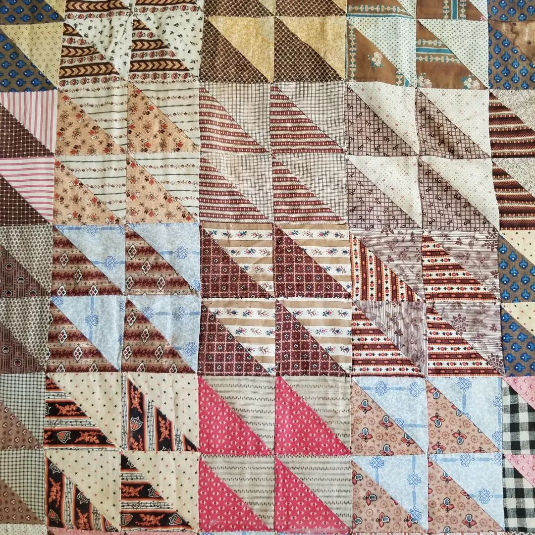 19th Century Half Triangle Quilt Top