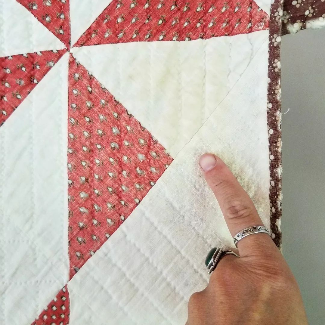 Red and Cream Pinwheel Quilt