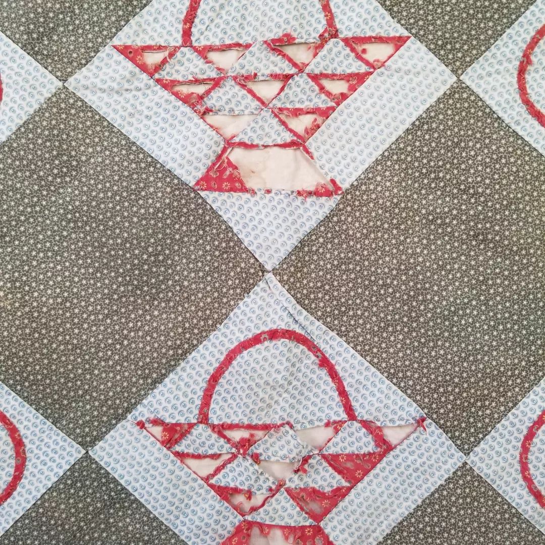 Green and Red Calico Basket Quilt