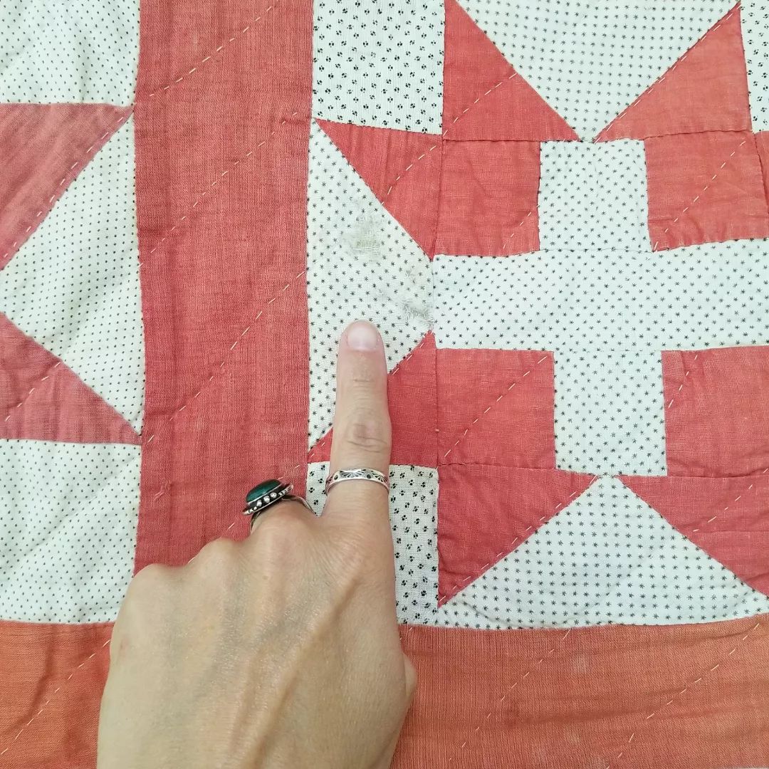 Red and Calico Star Quilt