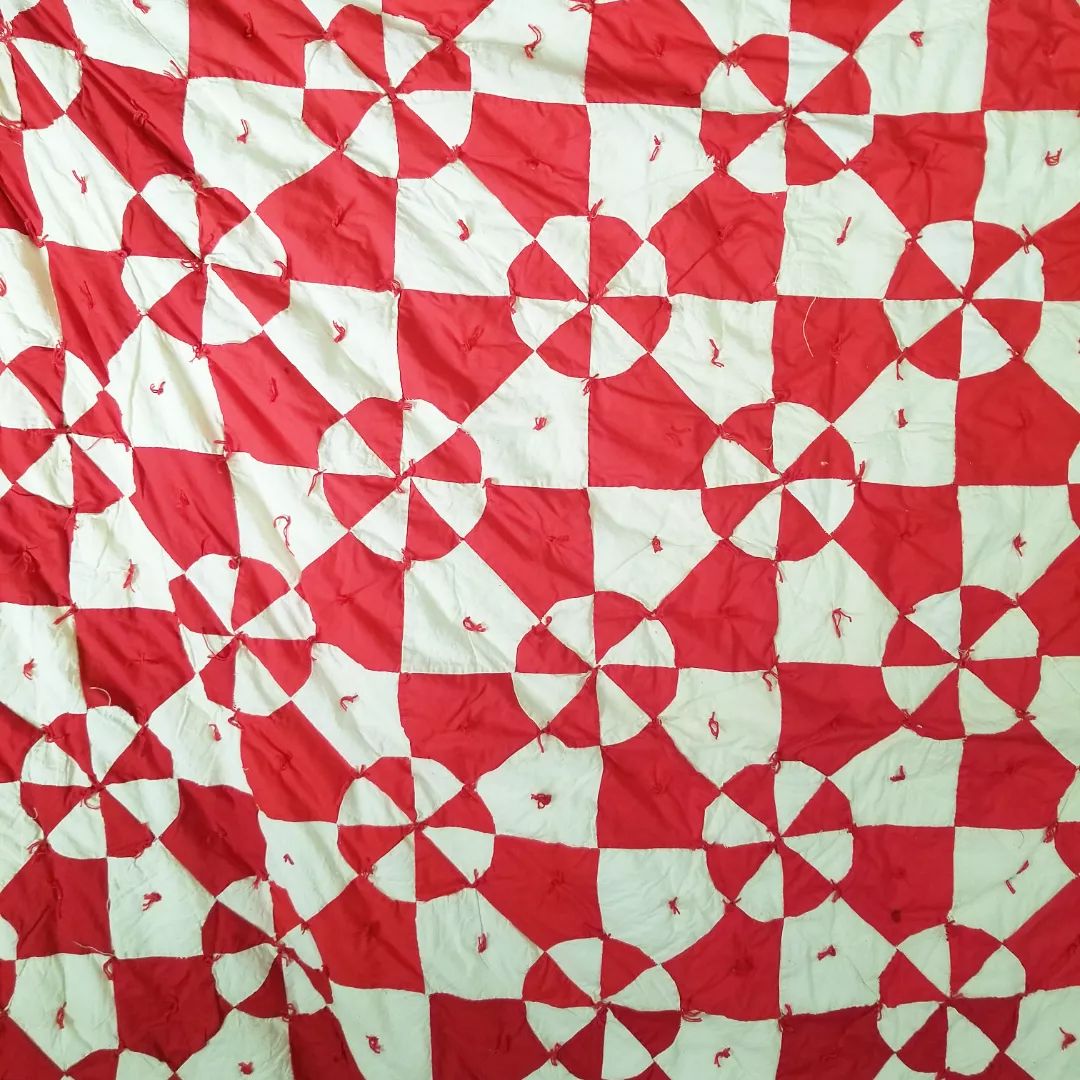 Red and White Hand Tied Quilt