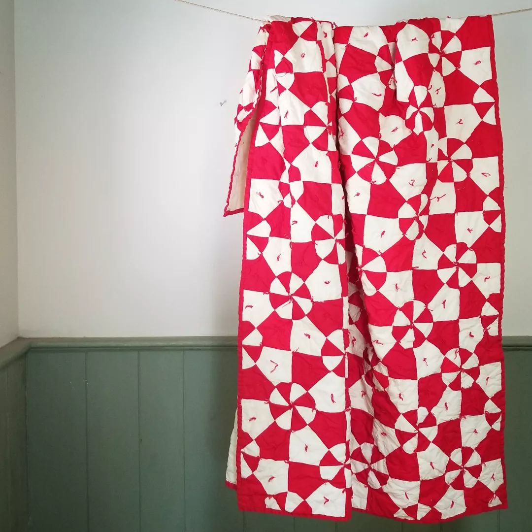 Red and White Hand Tied Quilt