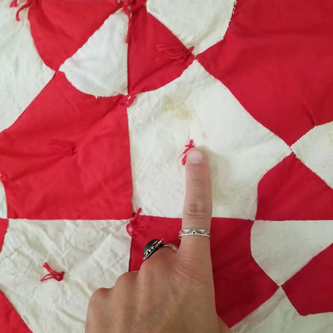 Red and White Hand Tied Quilt