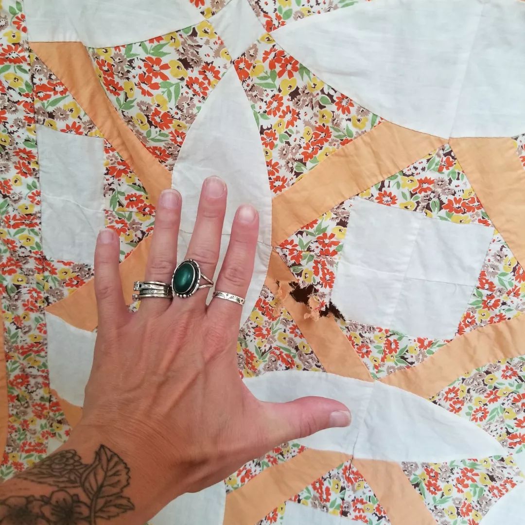 Peach and Floral, Royal Cross Quilt TOP