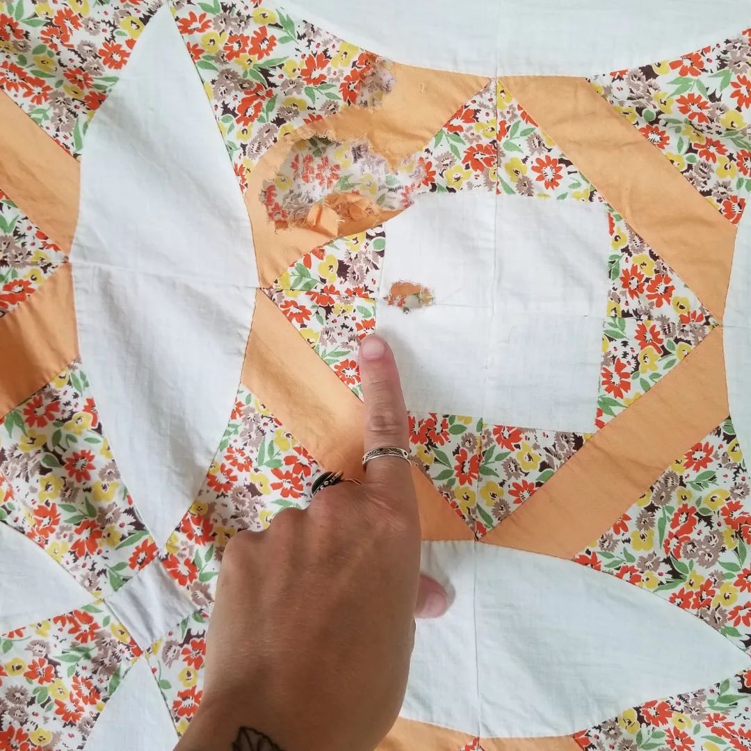 Peach and Floral, Royal Cross Quilt TOP