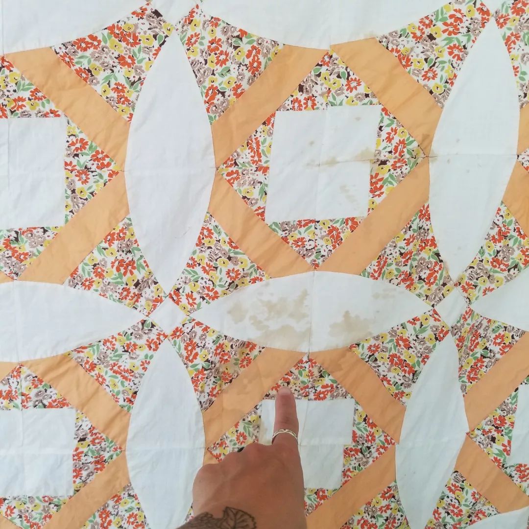 Peach and Floral, Royal Cross Quilt TOP