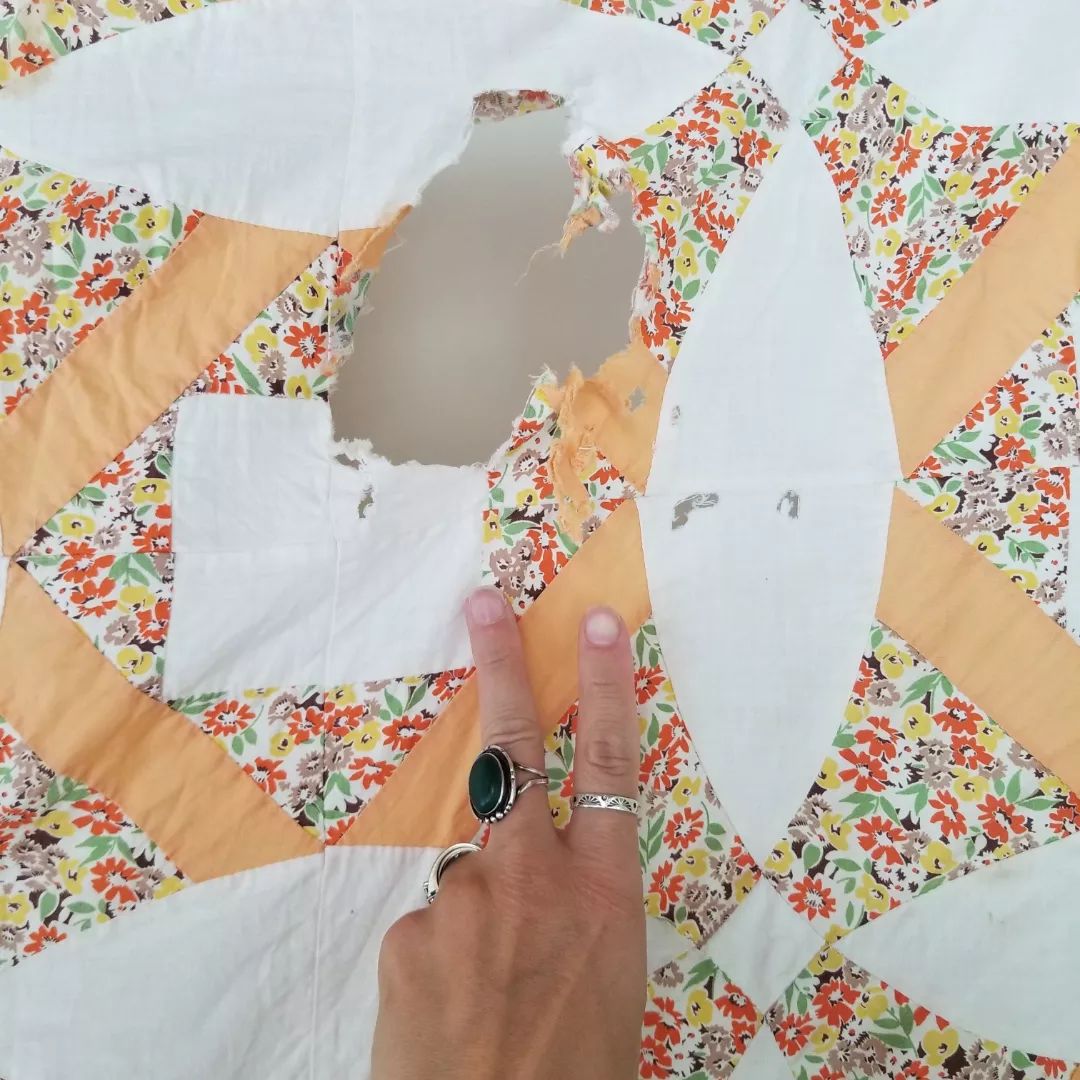 Peach and Floral, Royal Cross Quilt TOP