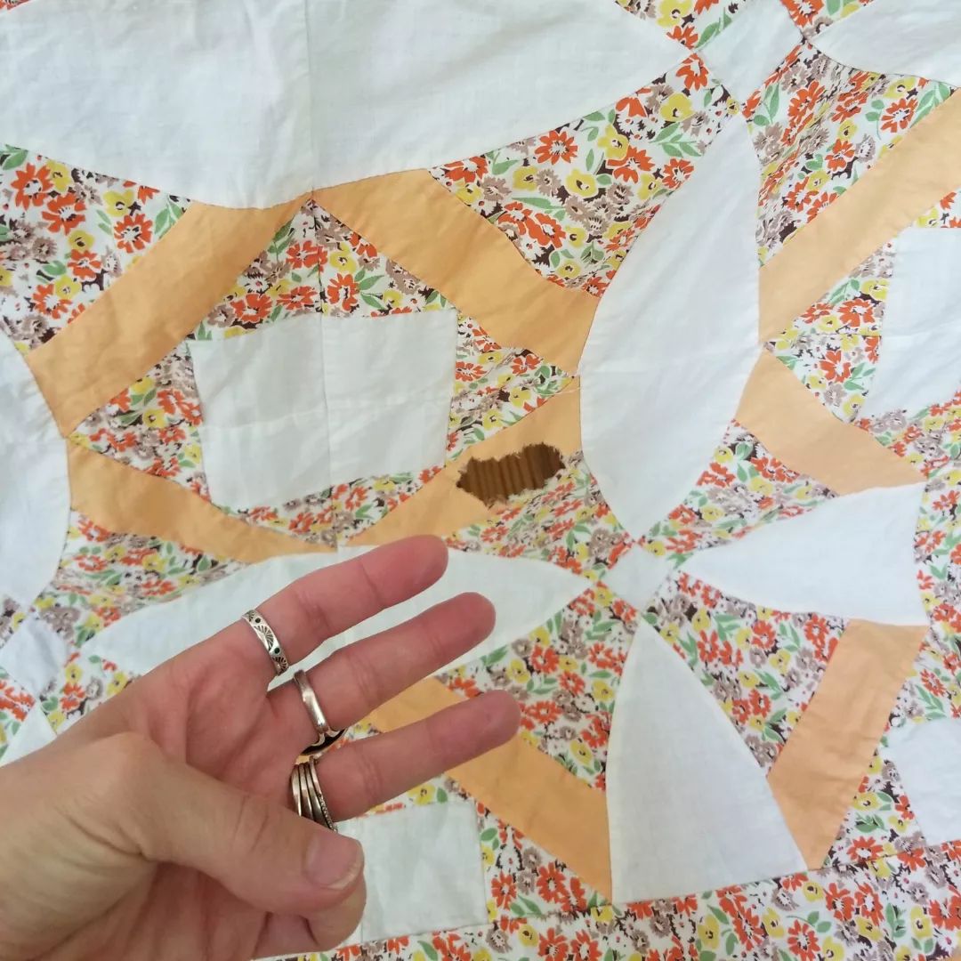 Peach and Floral, Royal Cross Quilt TOP