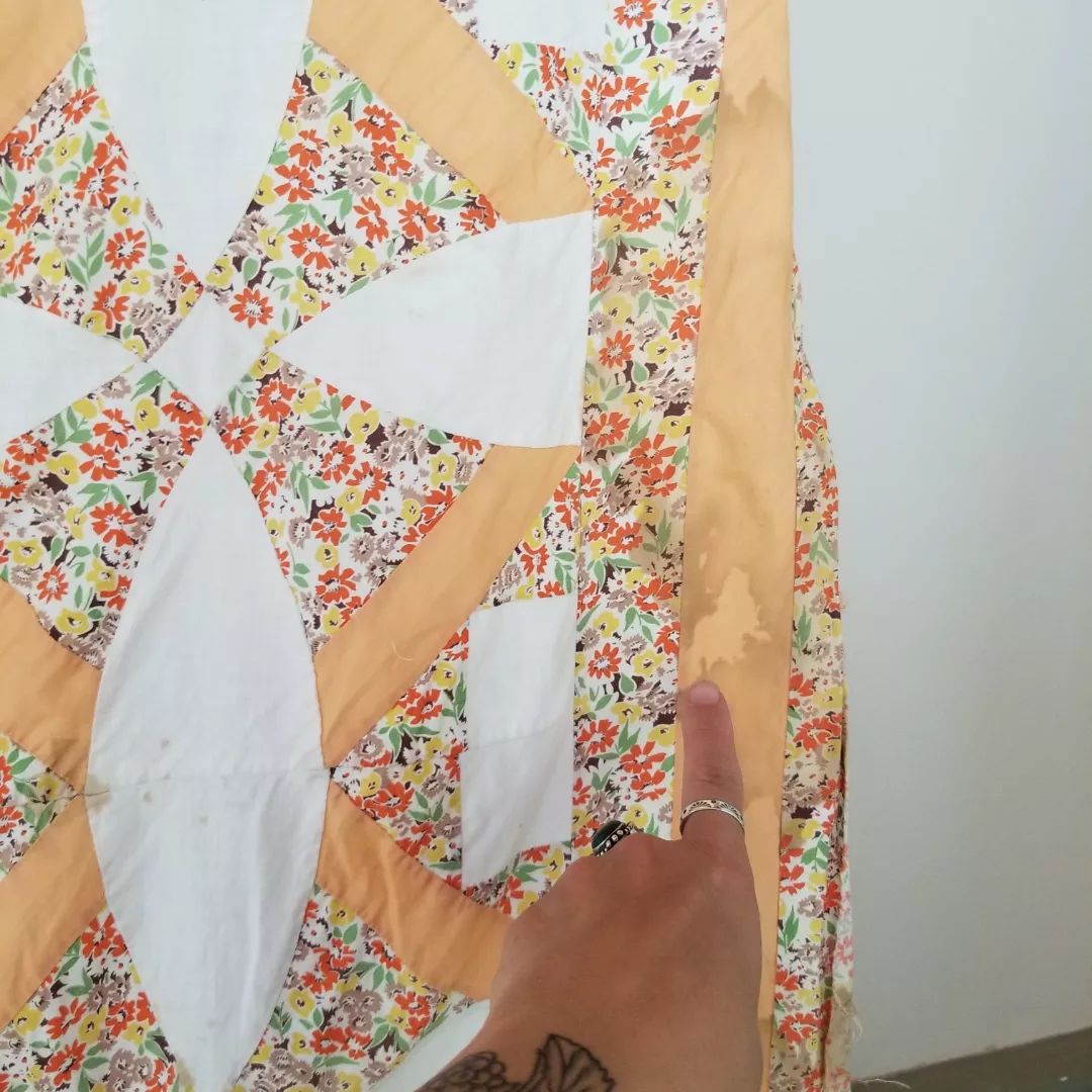 Peach and Floral, Royal Cross Quilt TOP