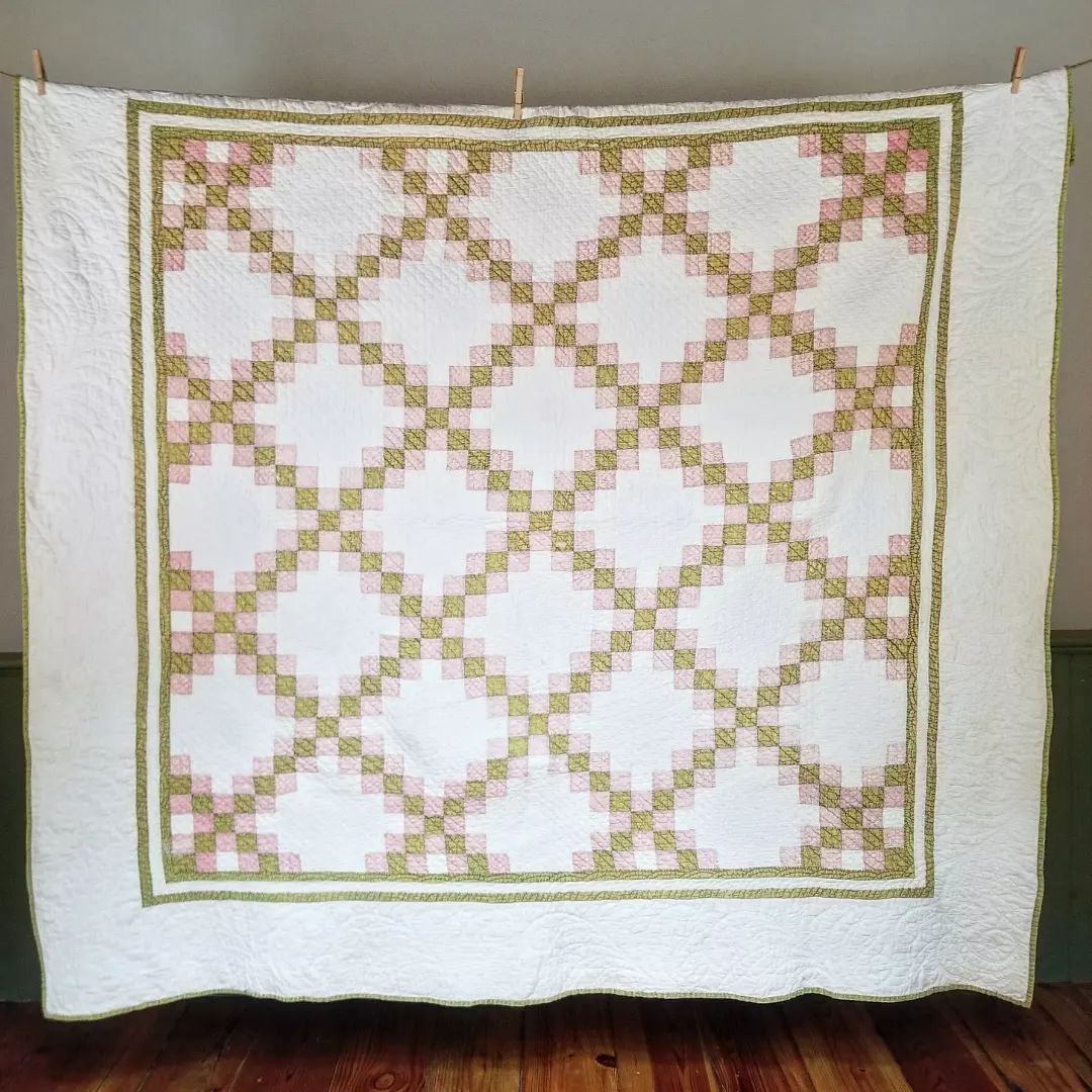 Pink and Green Irish Chain Quilt