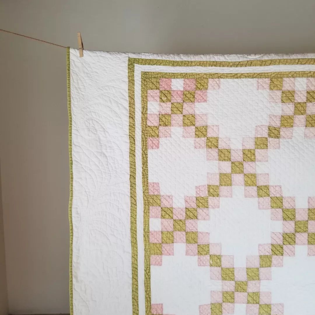 Pink and Green Irish Chain Quilt