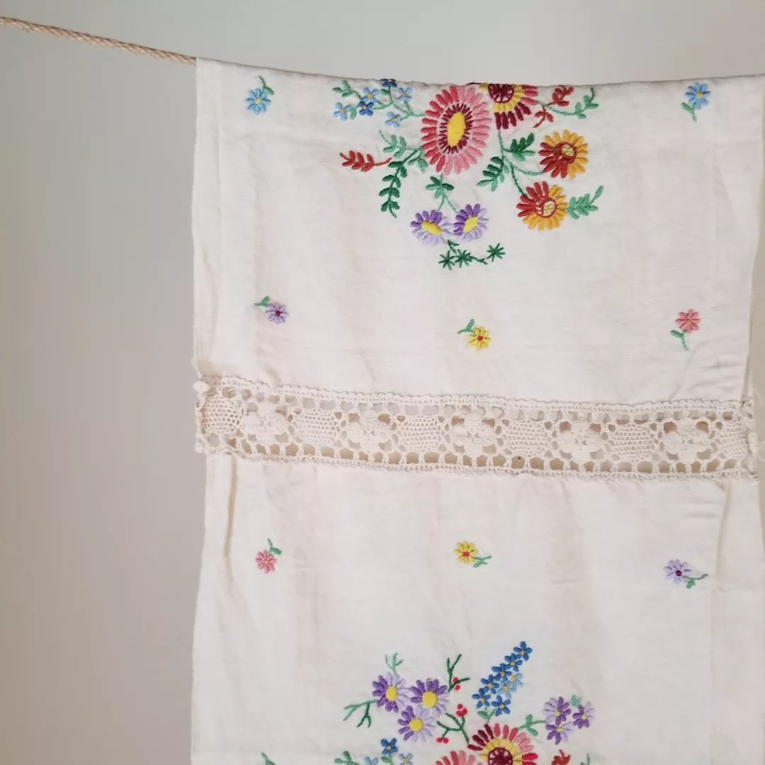 Handmade, Embroidered Table Runner
