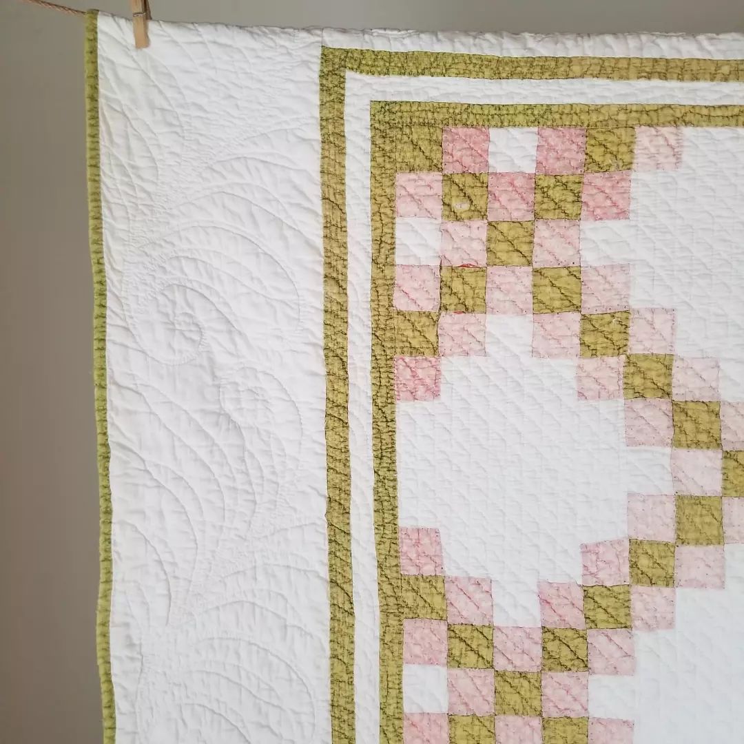 Pink and Green Irish Chain Quilt
