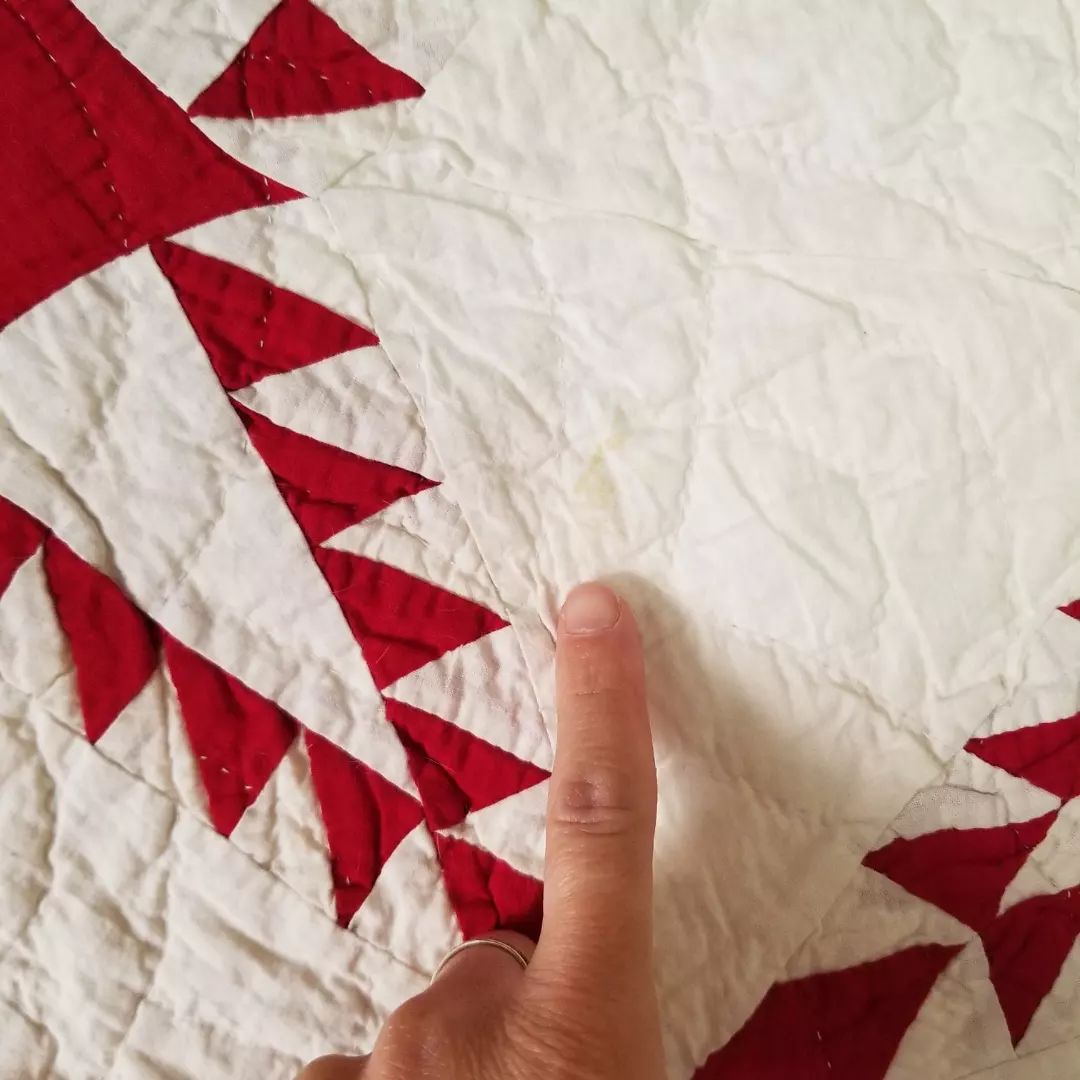 Red and White Feathered Star Quilt