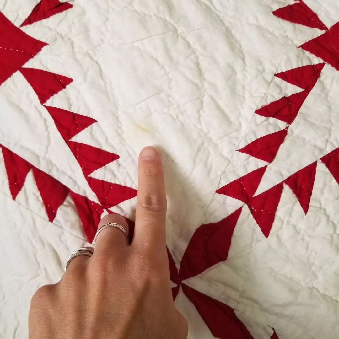 Red and White Feathered Star Quilt
