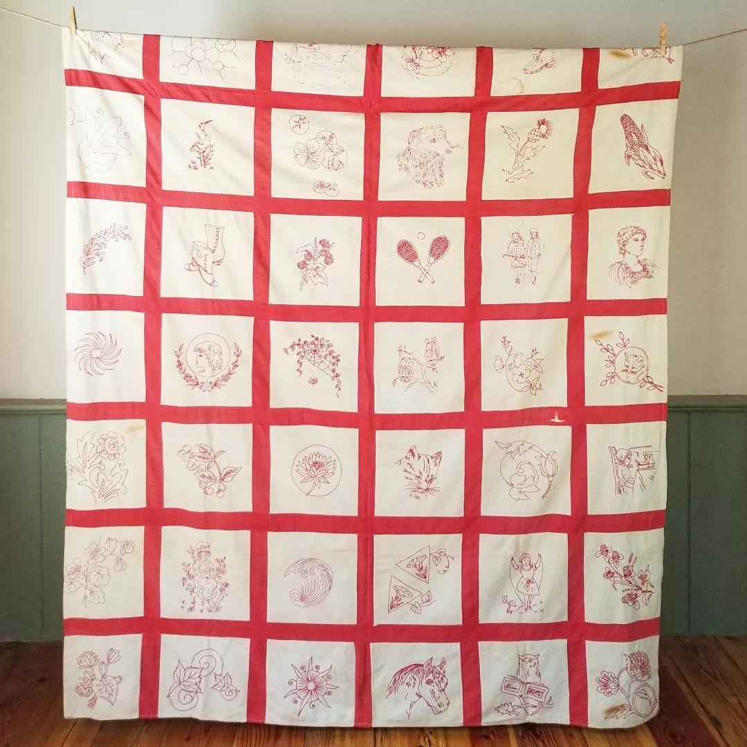 Redwork Coverlet