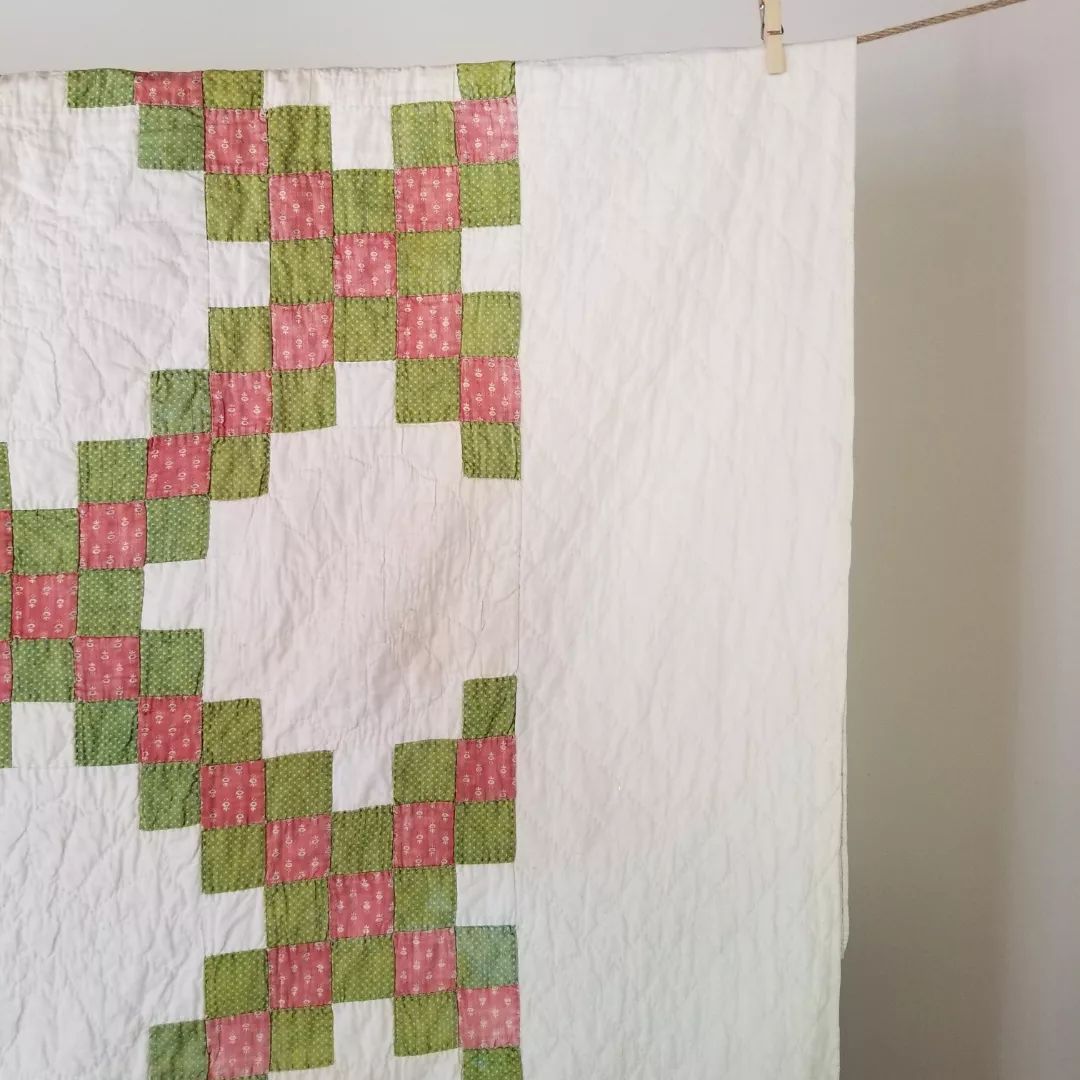 Pink and Green Irish Chain Quilt 2