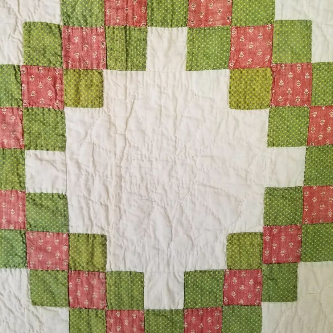 Pink and Green Irish Chain Quilt 2