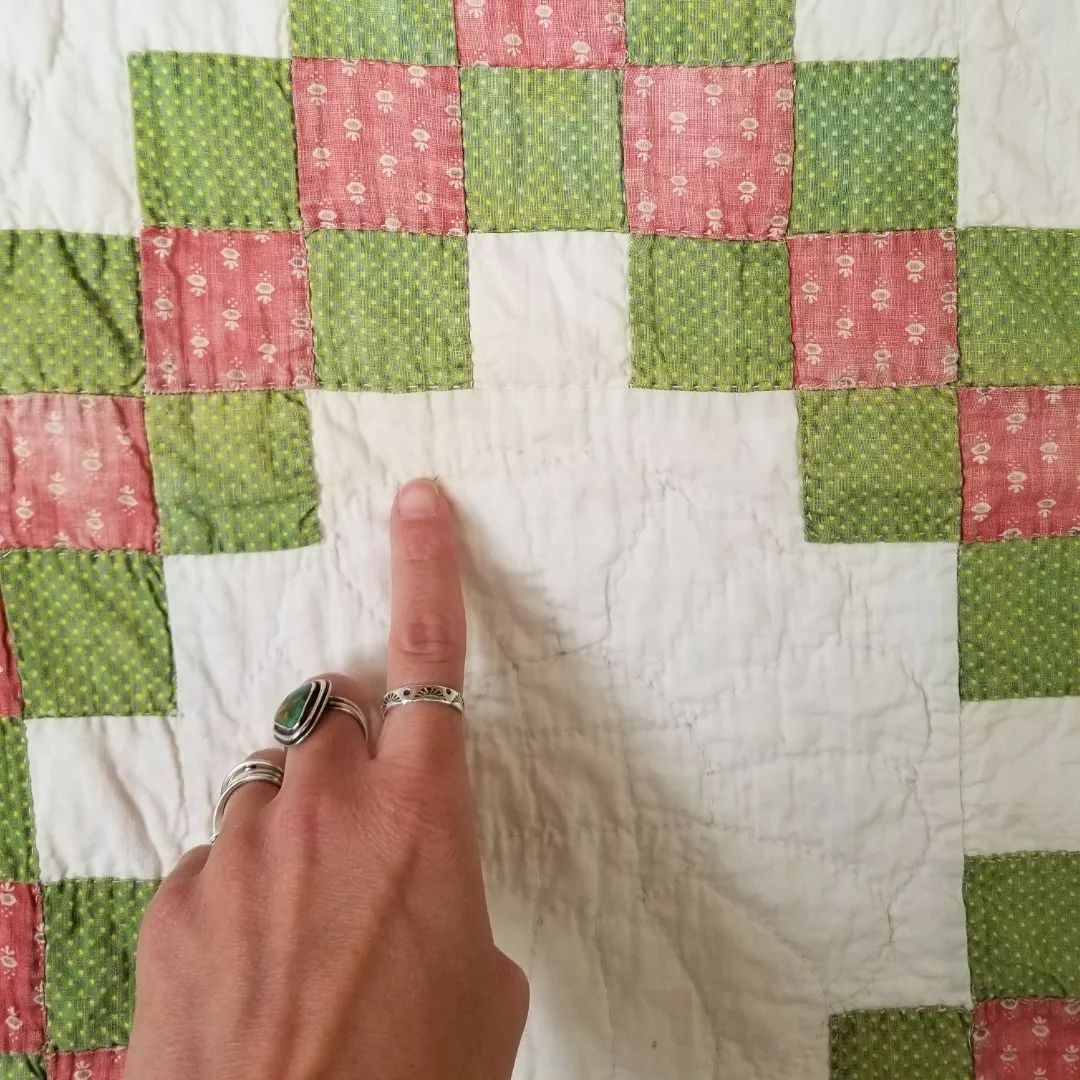 Pink and Green Irish Chain Quilt 2