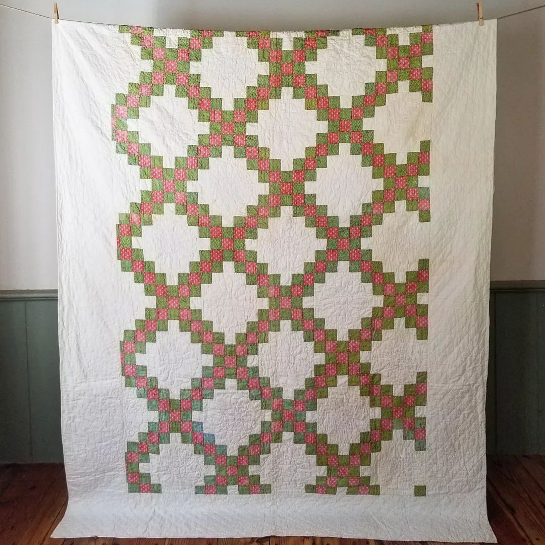 Pink and Green Irish Chain Quilt 2